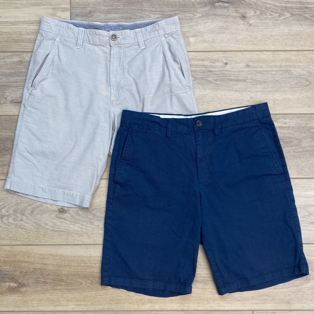 Men's Chino Shorts Bundle Navy Grey Striped Old Navy Ultimate Slim Size 32